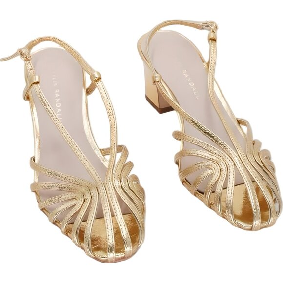 Loeffler Randall Priscilla Strappy Heeled Sandals Gold Women Dress US 7M - Picture 1 of 6